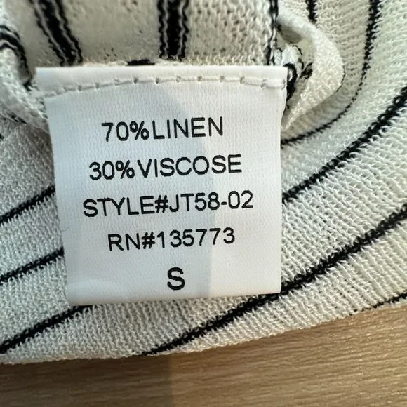 NWT* Olivaceous Linen Blend White Sweater w/ Black Stripes - Women's S - Picture 7 of 7